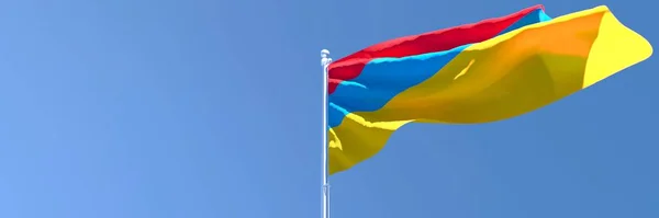 Representación en 3D de la bandera nacional de Armenia ondeando al viento — Foto de Stock