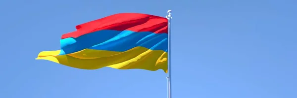 Rüzgarda dalgalanan Ermenistan bayrağının 3D görüntüsü — Stok fotoğraf