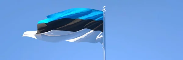 3D renderização da bandeira nacional da Estônia acenando ao vento — Fotografia de Stock
