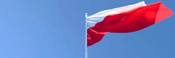 Representación en 3D de la bandera nacional de Polonia ondeando al viento — Foto de Stock