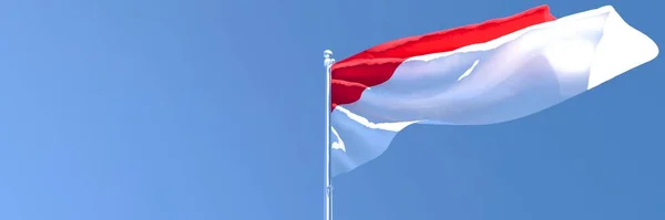 Representación en 3D de la bandera nacional de Indonesia ondeando al viento — Foto de Stock