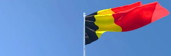 Representación en 3D de la bandera nacional de Bélgica ondeando al viento — Foto de Stock