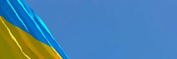 Representación en 3D de la bandera nacional de Ucrania ondeando al viento — Foto de Stock