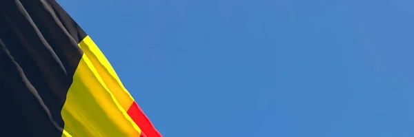 Representación en 3D de la bandera nacional de Bélgica ondeando al viento — Foto de Stock