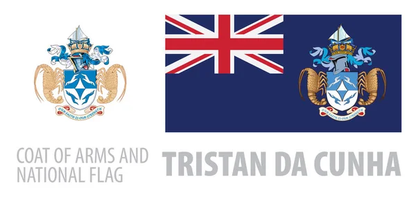 Conjunto vectorial del escudo de armas y bandera nacional de Tristán da Cunha — Vector de stock
