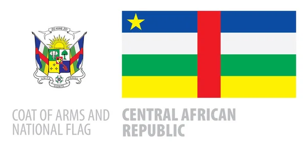 เวกเตอร์เซตของเสื้อคลุมอาวุธและธงชาติของสาธารณรัฐแอฟริกากลาง — ภาพเวกเตอร์สต็อก