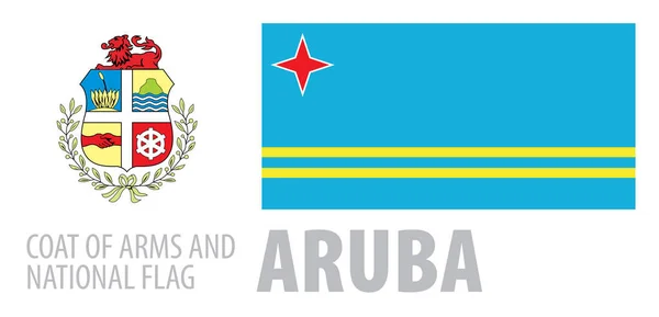 Conjunto vetorial do brasão de armas e bandeira nacional de Aruba —  Vetores de Stock