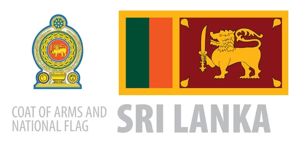 Conjunto de vectores del escudo de armas y la bandera nacional de Sri Lanka — Vector de stock