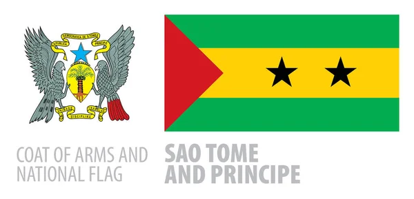 Vector set of the coat of arms and national flag of Sao Tome and Principe — Stock Vector