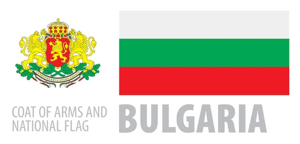 Conjunto de vectores del escudo de armas y la bandera nacional de Bulgaria — Vector de stock