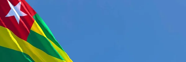 Representación 3D de la bandera nacional de Togo ondeando en el viento — Foto de Stock