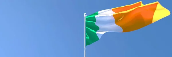 爱尔兰国旗在风中飘扬的3D渲染 — 图库照片
