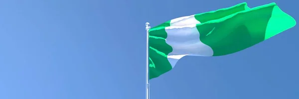 바람에 흔들 리는 나이지리아 국기 3D 렌더링 — 스톡 사진