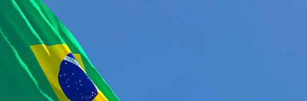 Gambaran 3D dari bendera nasional Brasil melambai-lambaikan angin — Stok Foto