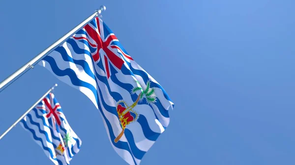 英属印度洋领土飘扬国旗的三维绘制 — 图库照片
