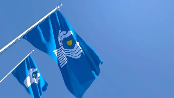 3D-återgivning av Oberoende staters samväldes nationella flagga — Stockfoto
