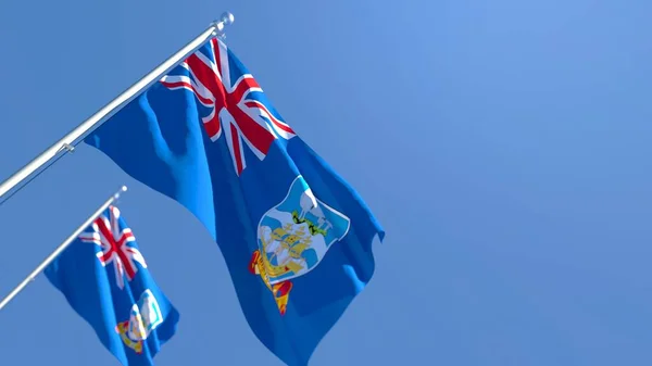 福克兰群岛国旗在风中飘扬的三维绘制 — 图库照片