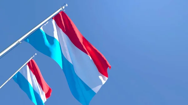 3D-weergave van de nationale vlag van Luxemburg wapperend in de wind — Stockfoto