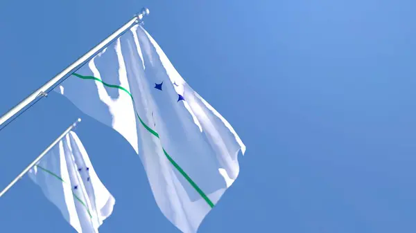 Representación en 3D de la bandera nacional del Mercosur ondeando al viento — Foto de Stock