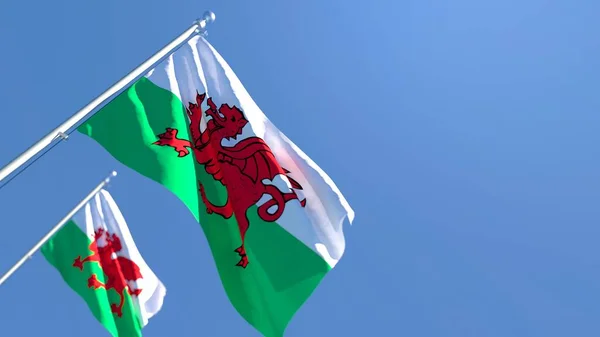 3D weergave van de nationale vlag van Wales wapperend in de wind — Stockfoto