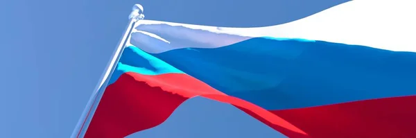 Representación en 3D de la bandera nacional de Rusia ondeando al viento — Foto de Stock