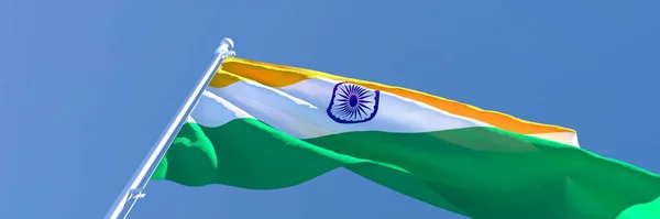 Rendering 3D della bandiera nazionale dell'India che sventola nel vento — Foto Stock