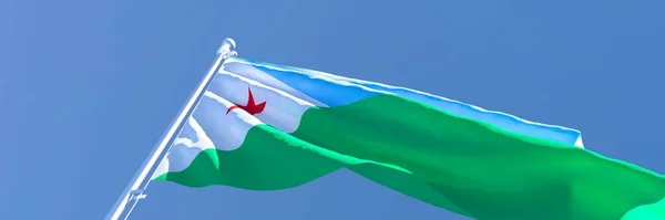3D rendering of the national flag of Djibouti waving in the wind — Stock Photo, Image