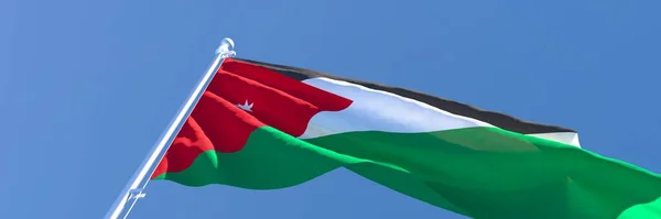 3D rendering of the national flag of Jordan waving in the wind — Stock Photo, Image