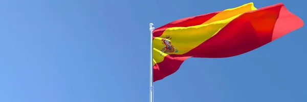 Representación en 3D de la bandera nacional de España ondeando al viento — Foto de Stock