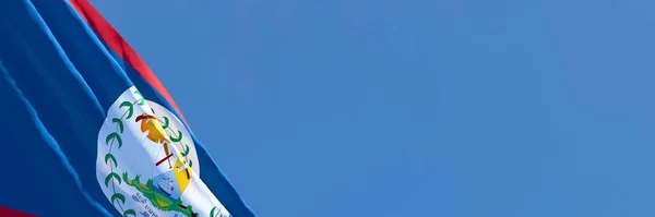 Representación en 3D de la bandera nacional de Belice ondeando al viento — Foto de Stock