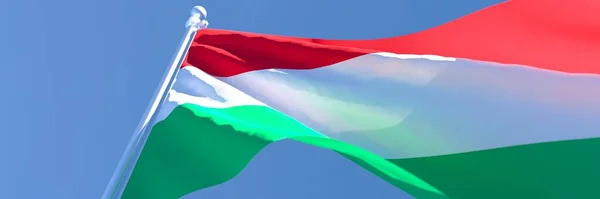 3D renderização da bandeira nacional da Hungria acenando ao vento — Fotografia de Stock