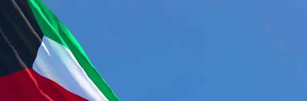 風に揺れるクウェート国旗の3Dレンダリング — ストック写真