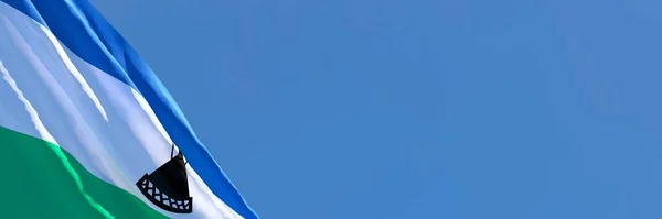 3D απόδοση της εθνικής σημαίας του Λεσότο κυματίζει στον άνεμο — Φωτογραφία Αρχείου