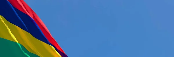 Representación en 3D de la bandera nacional de Mauricio ondeando al viento — Foto de Stock