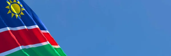Namibya bayrağının rüzgarda dalgalanan 3D görüntüsü — Stok fotoğraf