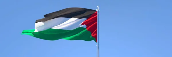 3D rendering of the national flag of Palestine waving in the wind — Stock Photo, Image