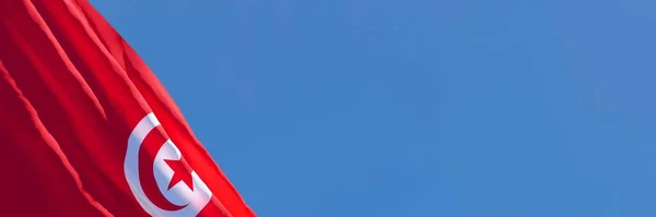 突尼斯国旗在风中飘扬的三维渲染 — 图库照片