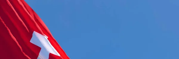 Representación en 3D de la bandera nacional de Suiza ondeando al viento — Foto de Stock