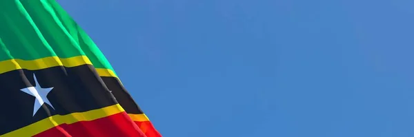 Representación en 3D de la bandera nacional de San Cristóbal y Nieves ondeando al viento — Foto de Stock