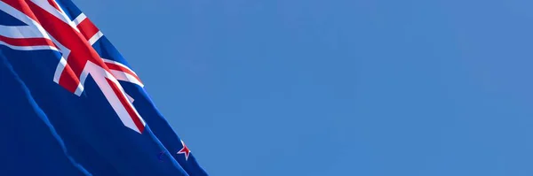 Representación en 3D de la bandera nacional de Nueva Zelanda ondeando al viento —  Fotos de Stock