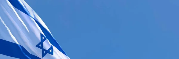 Representación en 3D de la bandera nacional de Israel ondeando al viento —  Fotos de Stock