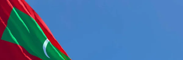 Representación en 3D de la bandera nacional de Maldivas ondeando al viento — Foto de Stock