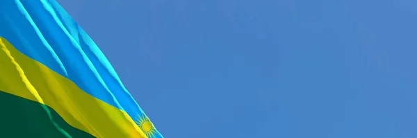 3D weergave van de nationale vlag van Rwanda wapperend in de wind — Stockfoto