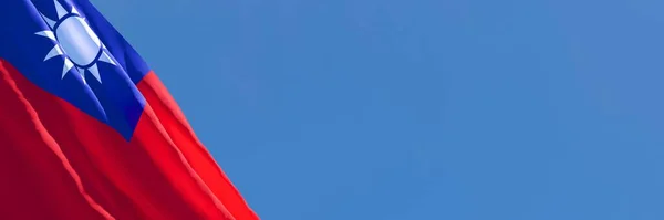 Representación 3D de la bandera nacional de Taiwán ondeando al viento — Foto de Stock