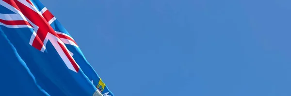 Redare 3D a drapelului național al Georgiei de Sud și a Insulelor Sandwich de Sud fluturând în vânt — Fotografie, imagine de stoc
