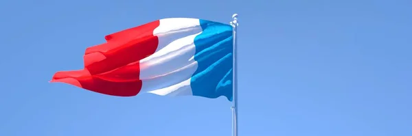 바람에 흔들리는 프랑스 국기 3D 렌더링 — 스톡 사진