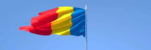 Representación en 3D de la bandera nacional de Chad ondeando al viento — Foto de Stock