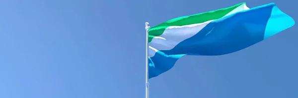 A Sierra Leone-i nemzeti zászló 3D-s renderelése a szélben — Stock Fotó