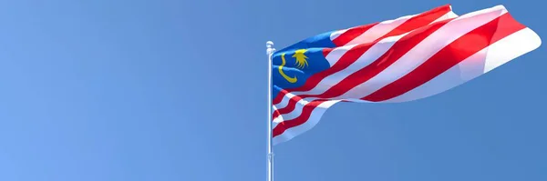 3D απόδοση της εθνικής σημαίας της Μαλαισίας κυματίζει στον άνεμο — Φωτογραφία Αρχείου