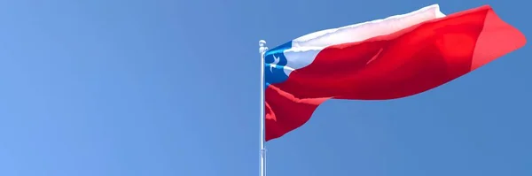 Representación 3D de la bandera nacional de Chile ondeando al viento — Foto de Stock